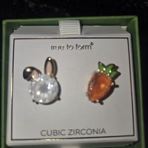 True to Form Cubic Zirconia Carrot and Bunny Earrings